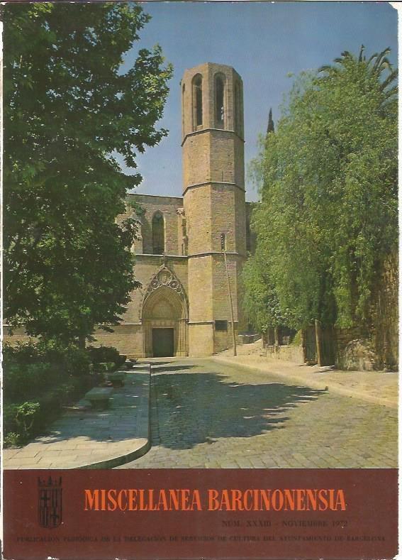 LAMINA V02906: Portada Miscellanea Barcinonensia. Numero XXIII. Noviembre 1972