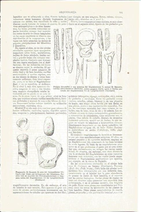 LAMINA V03824: Dibujos puñales decorados del Magdaleniense I