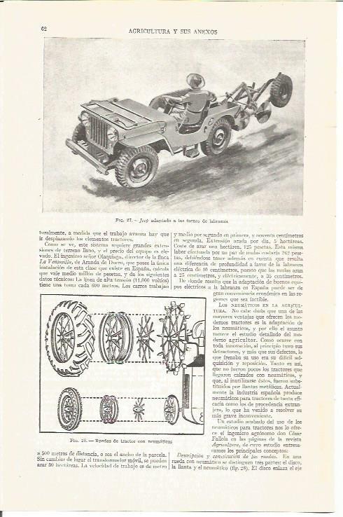 LAMINA V03811: Jeep para labranza y ruedas de tractor