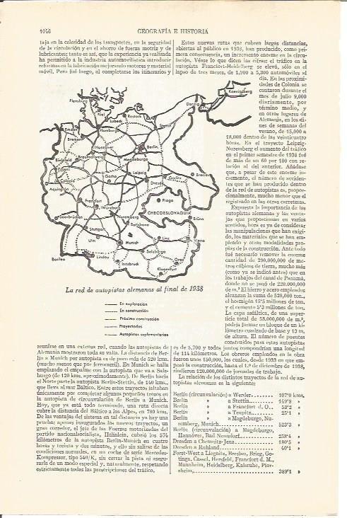 LAMINA V03752: Red de autopistas de Alemania finales de 1938