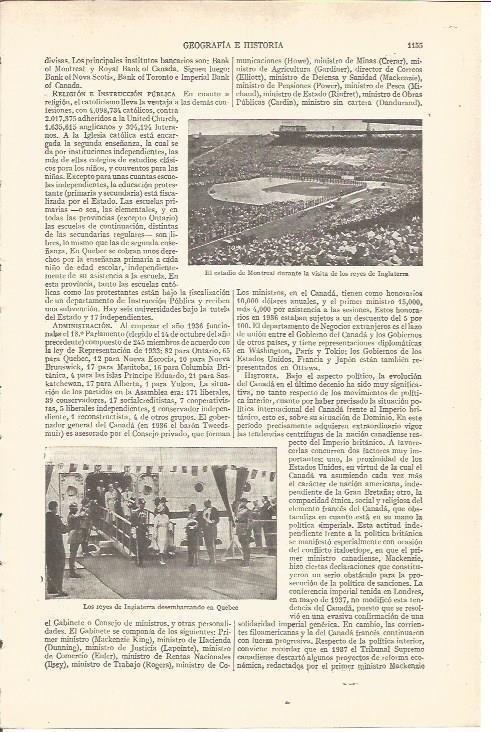LAMINA V03775: Los reyes de Inglaterra en aeropuerto de Quebec y en estadio de Montreal