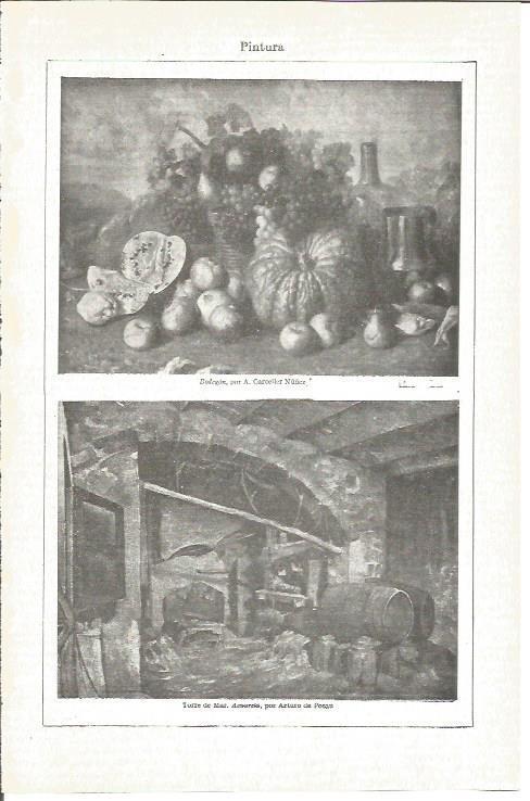 LAMINA V03877: Bodegon por A. Carceller y Torre de Mar por A. de Potau
