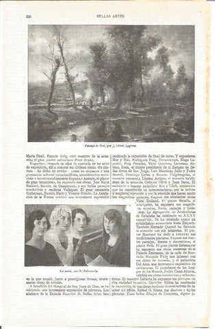 LAMINA V03874: Paisaje de Olot por J. Olivet Legares y La novia por R. Palmerola