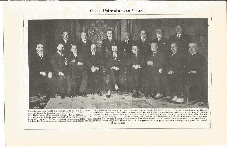 LAMINA V03888: Ciudad Universitaria de Madrid. Junta Constructora y Alfonso XIII en 1931