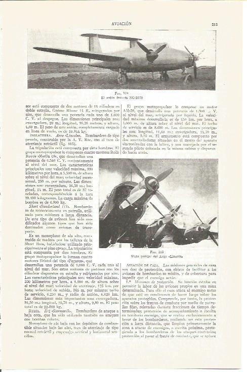 LAMINA V03841: Avion frances NC-1070 y Avro llamado Lincoln