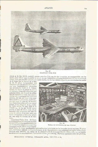 LAMINA V03838: Aviones Consolidated Vultee B-30 y tablero instrumentos caza Attacker