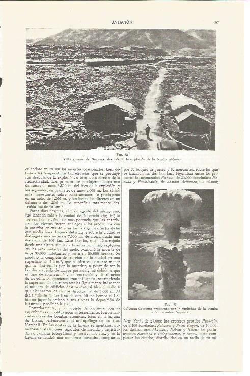 LAMINA V03833: Vista general y explosion de la bomba atomica sobre Nagasaki