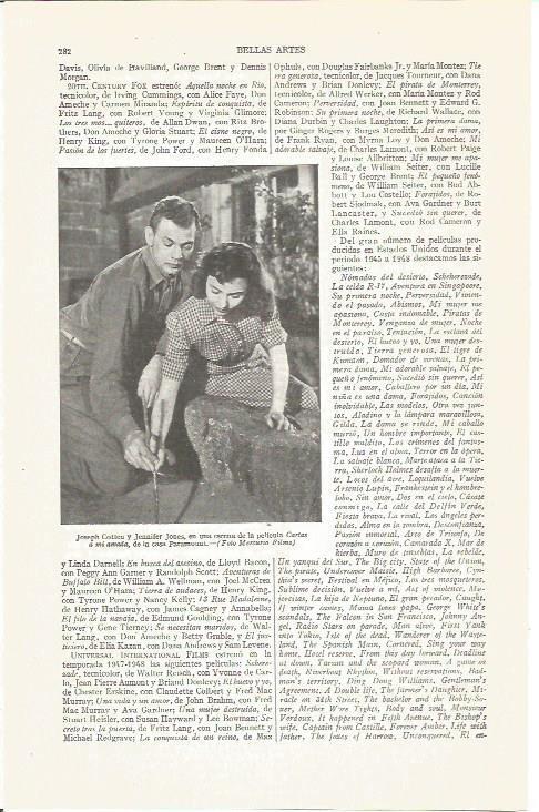 LAMINA V03864: J. Cotten y Jennifer Jones en Cartas a mi amada