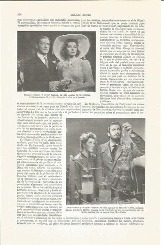 LAMINA V03862: R. Colman y G. Garson en Niebla en el pasado y G. Garson y W.Piggeon en Madame Curie.Gar