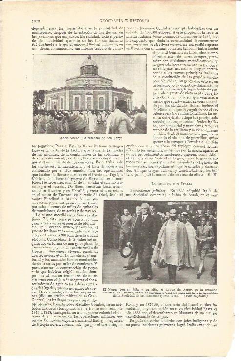 LAMINA V03744: Catedral de San Jorge en Addis-Abeba y El Negus y duque Arrar en Londres año 1936