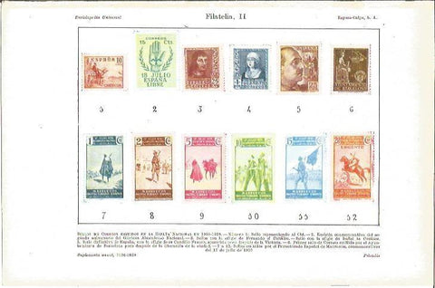 LAMINA V03742: Primeros sellos de Correos emitidos en la España Nacional en 1938-1939