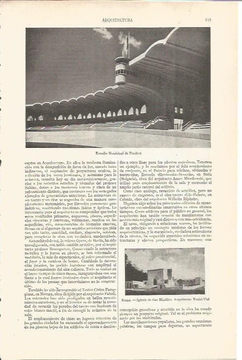 LAMINA V03632: Estadio Municipal de Burdeos e Iglesia de San Hipolito por Busiri-Vici