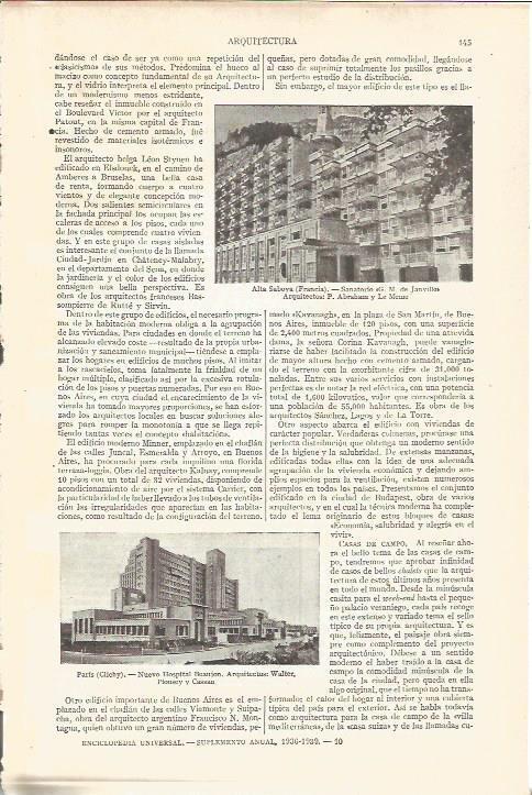 LAMINA V03630: Sanatorio G. M. de Janville por P. Abraham y Hospital Beaujon por Walter, y Plousey