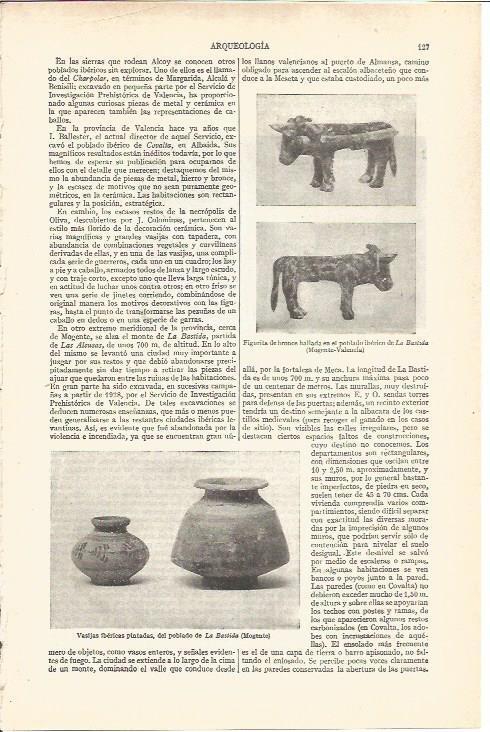 LAMINA V03619: Figurita de bronce y vasijas de La Bastida
