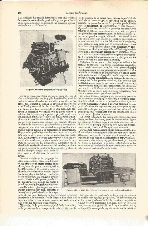 LAMINA V03640: Minerva automatica Heidelberg y prensa offset