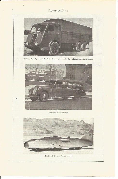 LAMINA V03658: Camion Renault, Thunderbolt de G. Eysten y coche ruso