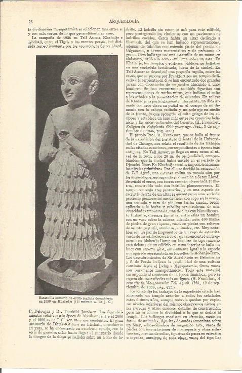 LAMINA V03609: Estatuilla sumeria III milenio a. de J.C.