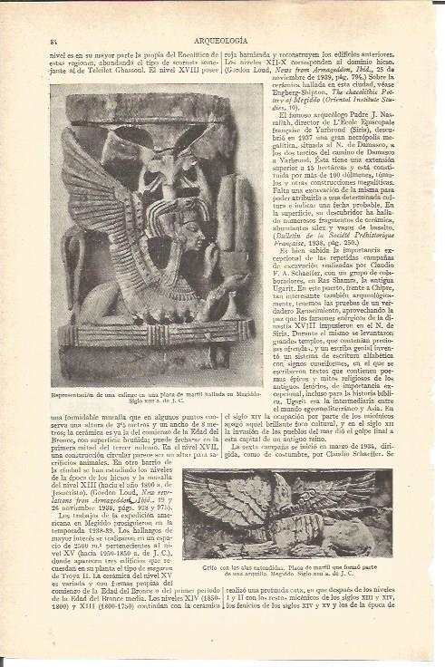 LAMINA V03603: Esfinge y grifo con alas de Megiddo, siglo XIII a. de J.C.