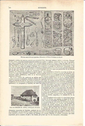 LAMINA V03739:  Objetos de pastores y casa en Burguete, Navarra