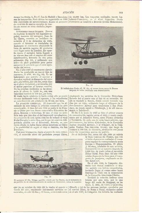 LAMINA V03668: Helicoptero Focke F. W. 61 y autogiro C-30 por La Cierva