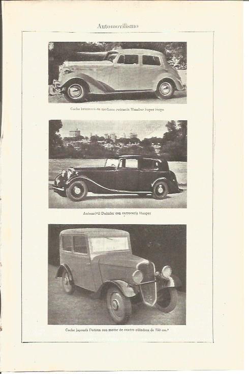 LAMINA V03662: Coches Datsun y britanico y automovil Daimler  