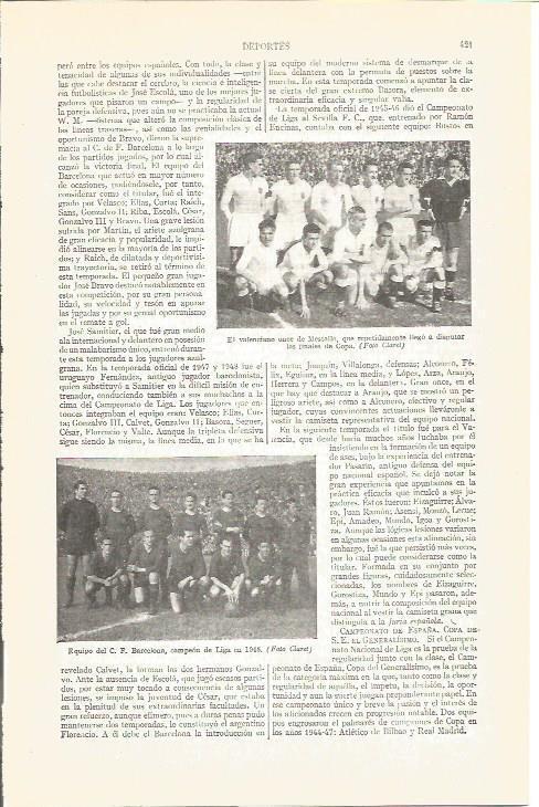 LAMINA V03910: El equipo del Mestalla y C.F. Barcelona en 1948