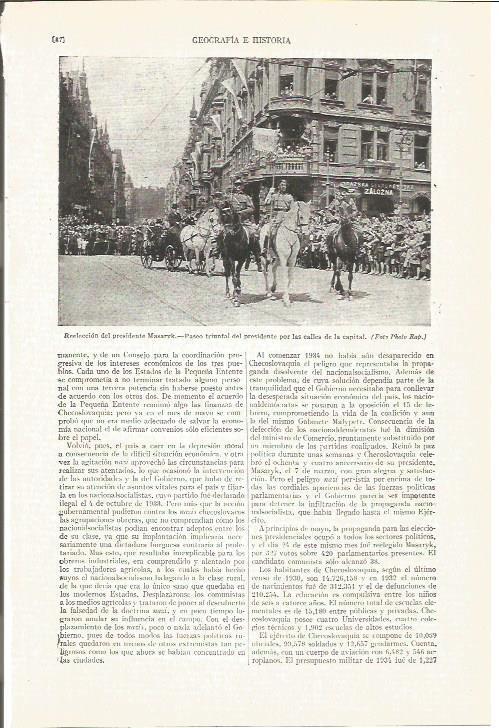 LAMINA V04157: Presidente Masaryk desfilando 