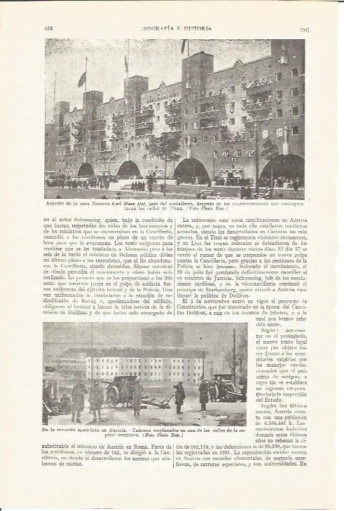 LAMINA V04147: Casa llamada Karl Marx Hof en Viena y cañones en Viena
