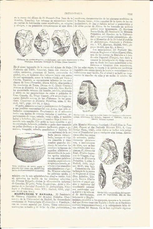 LAMINA V04094: Prehistoria. Dibujos de hachas, tabona y vaso neolitico
