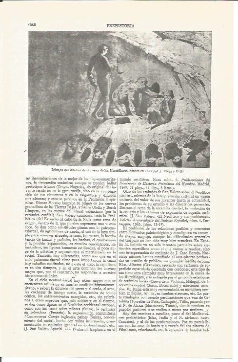 LAMINA V04090: Dibujos en cueva de los Murcielagos por J. Rivas y Ortiz