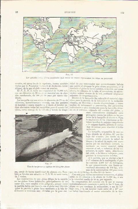LAMINA V04115: Rutas aereas mundiales y dirigible Akron
