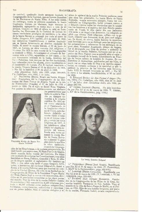LAMINA V04203: Venerable Maria de Santa Eufrasia Pelletier y beata Gemma Galgani