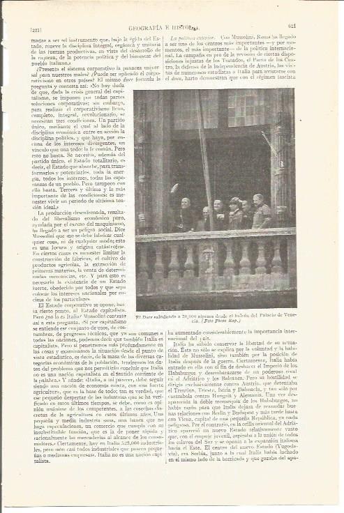 LAMINA V04189: El Duce en el balcon del Palacio de Venecia