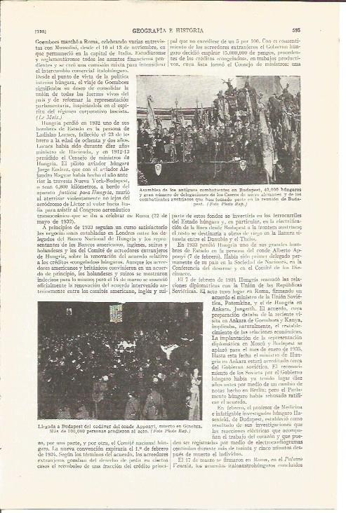 LAMINA V04185: Asamblea de los antiguos combatientes y llegada del cadaver del conde Apponyi, Budapest
