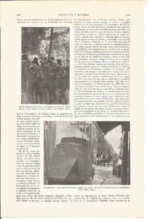 LAMINA V04183: Cuerpo de voluntarios y auto blindado en Amsterdam 1934