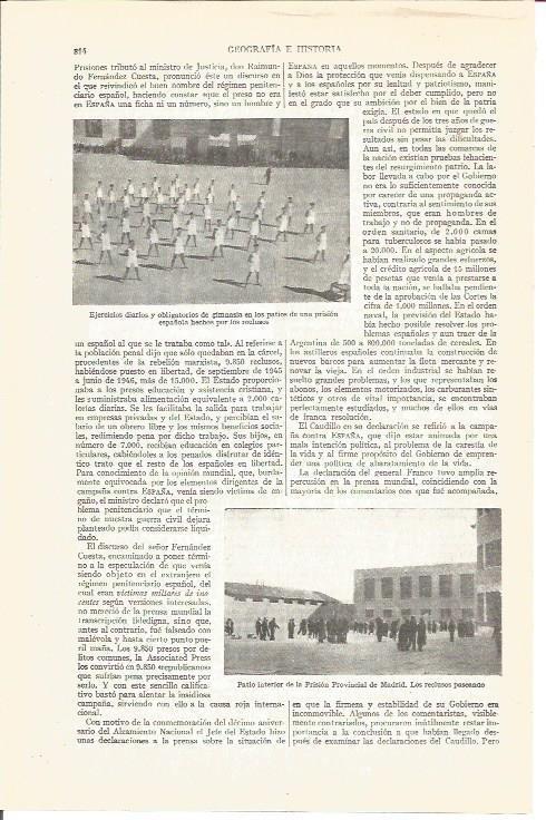 LAMINA V03973: Ejercicios de gimnasia en prision española y patio interior prision Provincial de Madrid