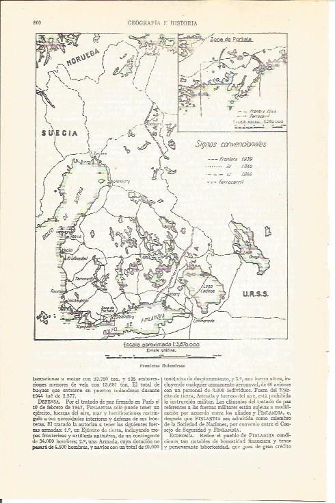 LAMINA V03986: Mapa fronteras de Finlandia