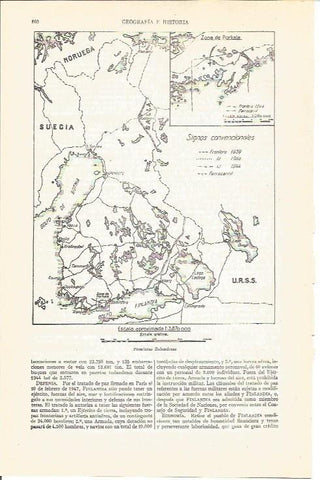 LAMINA V03986: Mapa fronteras de Finlandia