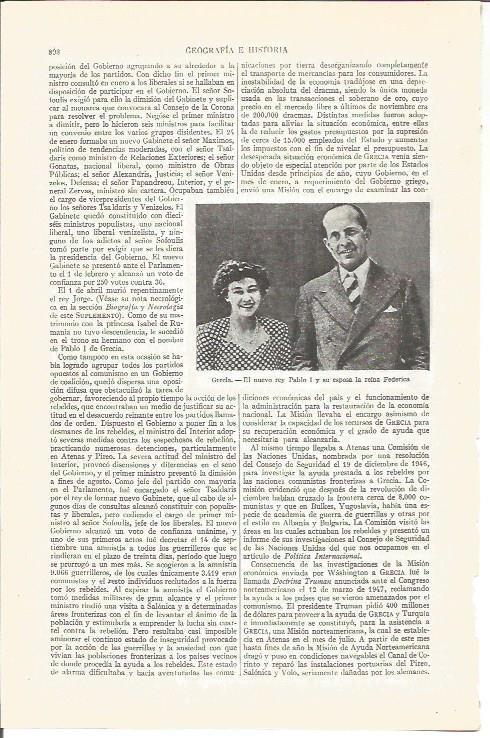 LAMINA V03993: El rey Pablo I y la reina Federica