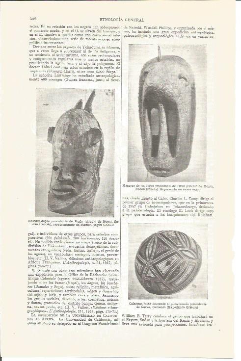 LAMINA V03916: Mascaras dogon y calabaza fulbe