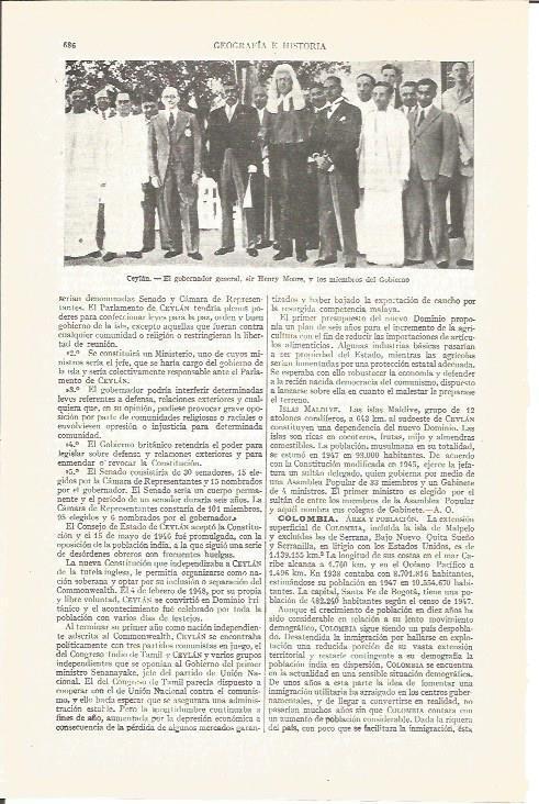 LAMINA V03944: Sir Henry Moore en Ceylan