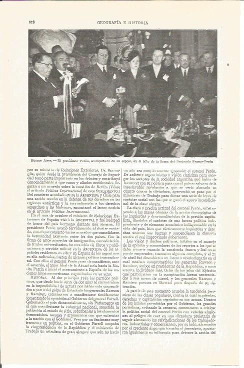 LAMINA V03935: Peron y su esposa en la fima del Protocolo Franco-Peron