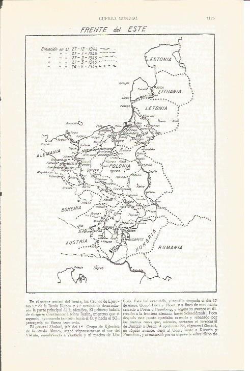 LAMINA V04049: Guerra Mundial. Mapa frente del este entre los años 1944 y 1945 