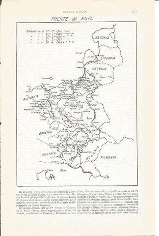 LAMINA V04049: Guerra Mundial. Mapa frente del este entre los años 1944 y 1945 
