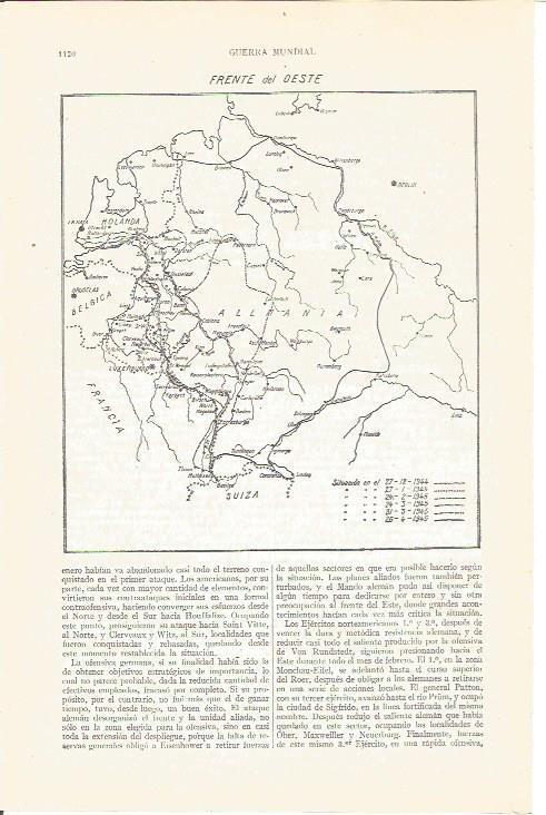 LAMINA V04046: Guerra Mundial. Mapa frente del oeste entre los años 1944 y 1945 