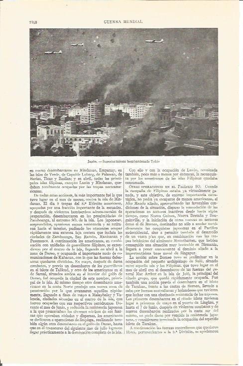 LAMINA V04056: Superfortalezas bombardeando Tokio
