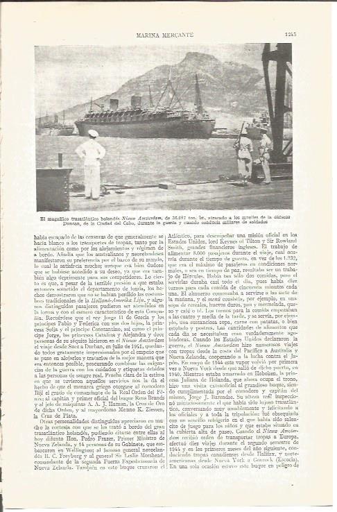 LAMINA V04063: Trasatlantico holandes Nieuw Amsterdam en Ciudad del Cabo 