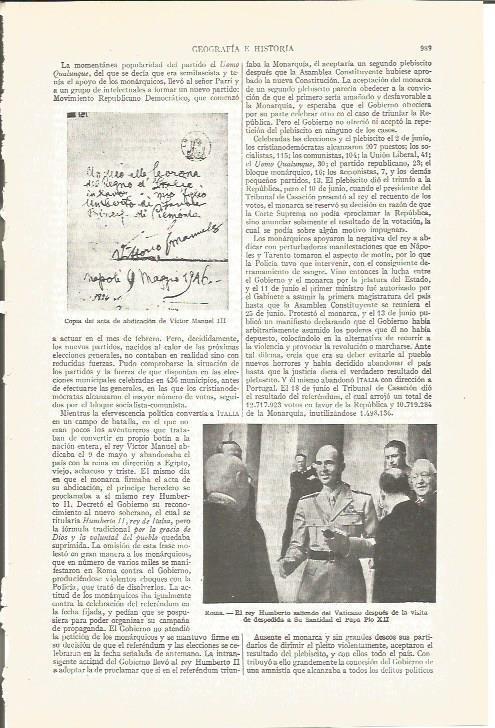 LAMINA V04012: El Rey Humberto y el Papa Pio XII