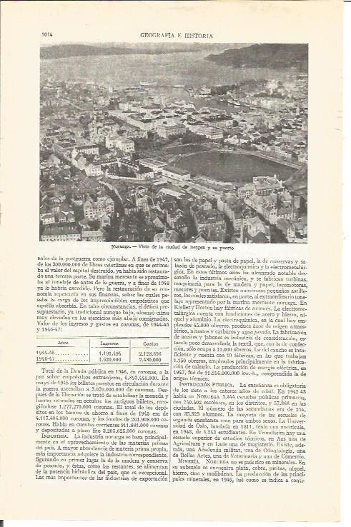 LAMINA V04017: Vista de Bergen y su puerto, Noruega