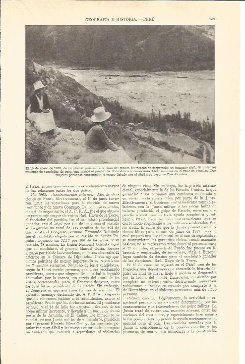 LAMINA V03114: Alud del monte Huescaran en enero 1962